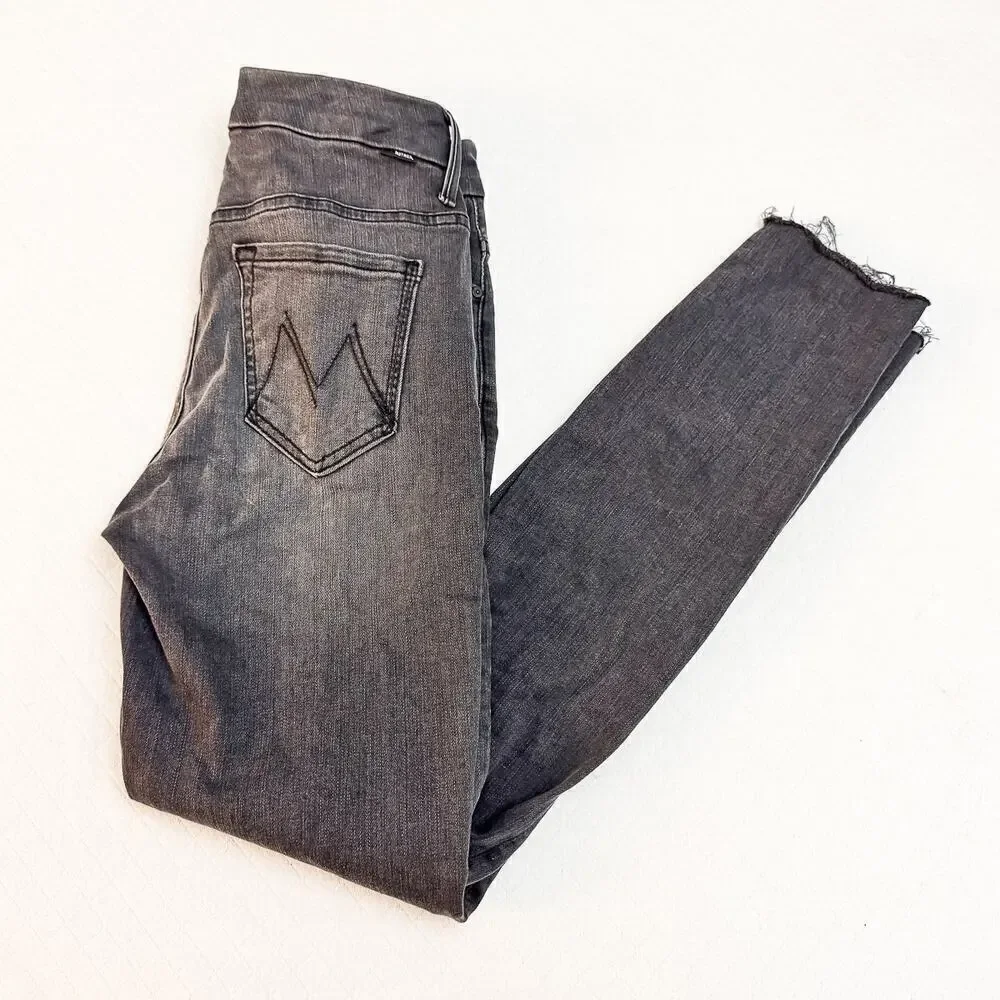 Mother High Waisted Looker Ankle Fray Lighting Up Lanterns Denim Jeans Size 24
